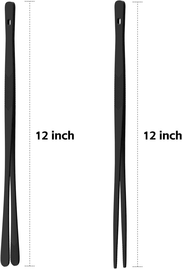 Kitchen Tongs for Cooking - 2PCS 12" Stainless Steel Cooking Tongs Tweezers, Metal Fine Kitchen Utensils with Precision Serrated Tips, Professional Chef Tweezers for Serving, BBQ, Pasta, Salad