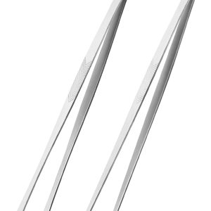 Kitchen Cooking Tongs Tweezers - 2PCS 12" Stainless Steel Kitchen Utensils, Metal Fine Tweezers Tongs with Precision Serrated Tips for Chef, Serving Food, Grill, Culinary, Pasta, Salad, BBQ
