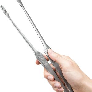 Stainless Steel Kitchen Tongs, Serving Tongs for Cooking, 10.6" Metal Food Tongs with Non-Slip Comfort Grip, Non-Stick Cooking Tongs Heat Resistant BBQ Tongs Grill Tongs for Barbecue Grilling