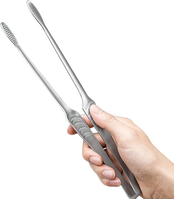 Stainless Steel Kitchen Tongs, Serving Tongs for Cooking, 10.6" Metal Food Tongs with Non-Slip Comfort Grip, Non-Stick Cooking Tongs Heat Resistant BBQ Tongs Grill Tongs for Barbecue Grilling