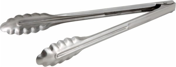 Stainless Steel, Coiled Spring Utility Tong Heavyweight, 12-Inch, Medium