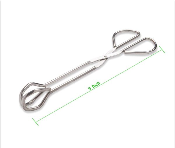 9-Inch Heavy Duty Stainless Steel Kitchen Tongs - Comfortable Ergonomic Grip, Scissor Design, Heat Resistant for BBQ and Cooking