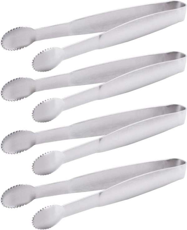 Mini Serving Tongs 5-Inch Stainless Steel Small Appetizer Tongs, Set of 4