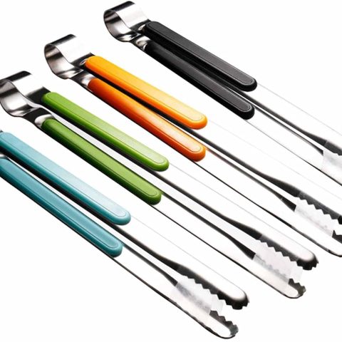 4Pcs Stainless Steel Kitchen Tongs for Serving and Cooking, 10" Metal Food Tongs with Non-Slip Comfort Grip, Non-Stick and High Heat Resistant Tongs for Barbecue Grilling…