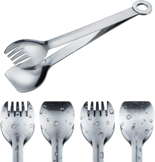 Mini Appetizer Tongs Stainless Steel Set of 4, Small Serving Tongs, 6 Inch(15.2cm, Silver)
