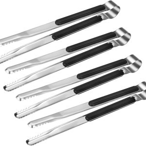 4 Pack Premium Stainless Steel Kitchen Tongs, Serving Tongs for Cooking,  Metal Food Tongs with Non-Slip Grip, Heat Resistant Grill Tongs 10 inch