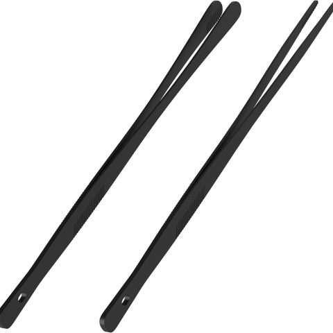 Kitchen Tongs for Cooking - 2PCS 12" Stainless Steel Cooking Tongs Tweezers, Metal Fine Kitchen Utensils with Precision Serrated Tips, Professional Chef Tweezers for Serving, BBQ, Pasta, Salad