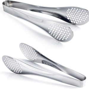 9 inch Buffet Tongs, Set of 2 Stainless Steel Food Serving Tongs