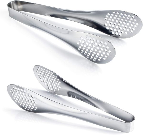 9 inch Buffet Tongs, Set of 2 Stainless Steel Food Serving Tongs
