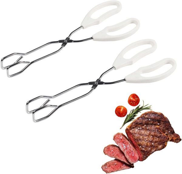 2Pcs Scissor Food Tongs Stainless Steel Scissor Tongs 10-Inch Grill Tongs for Cooking, Barbecue, Grilling