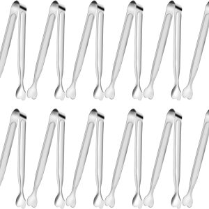 Serving Tongs,  12-Packs Stainless Steel Sugar Tongs, 5.3inch Small Tongs Kitchen Tongs Appetizers Tongs for Serving Food, Buffets, Coffee Bar, Tea Party, Desserts Party and Ice Bucket