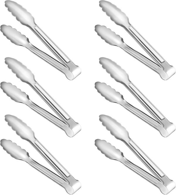 6 Pack Serving Tongs Kitchen Tongs, Buffet Tongs, Stainless Steel Food Tong Serving Tong, small tongs