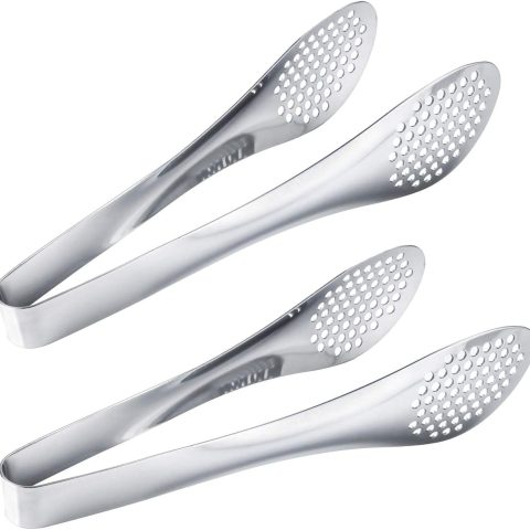 9 inch Buffet Tongs, Set of 2 Stainless Steel Food Serving Tongs
