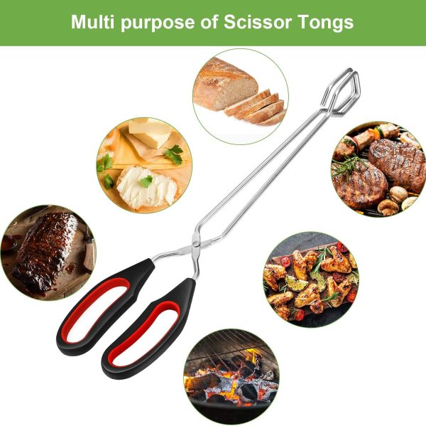 3 Pack Stainless Steel Tongs Small Kitchen Tongs for Cooking Baking Bread Food 9-inch 11-inch and 12-inch Heat Resistant Scissor for BBQ Grilling Tool for Flipping hot Food with Silicone Handle