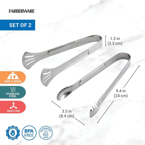 Professional Stainless Steel Mini Tongs, Versatile and Durable Set of 2