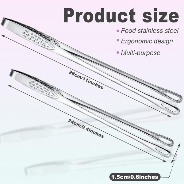 3 Pieces Korean and Japanese BBQ Tongs for Cooking Stainless Steel Kitchen Tweezers Grill Food Yakiniku Tongs Cooking Clamp Tool for Salad,Fish,Steak,Barbecue,Buffet,Meat(11 Inches)