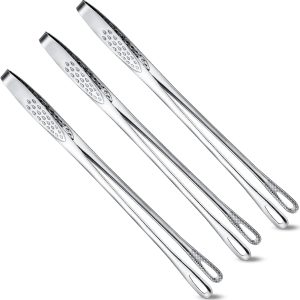 3 Pieces Korean and Japanese BBQ Tongs for Cooking Stainless Steel Kitchen Tweezers Grill Food Yakiniku Tongs Cooking Clamp Tool for Salad,Fish,Steak,Barbecue,Buffet,Meat(11 Inches)