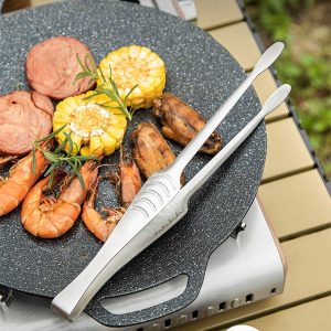 Stainless Steel Kitchen Tongs, Serving Tongs for Cooking, 10.6" Metal Food Tongs with Non-Slip Comfort Grip, Non-Stick Cooking Tongs Heat Resistant BBQ Tongs Grill Tongs for Barbecue Grilling