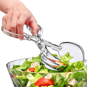 Plastic Salad Serving Set (Set of 6), Acrylic Salad Spoon and Fork for Mixing and Serving, 11-Inch Detachable Salad Tongs and Utensils, Great for Salad, Pasta, and More